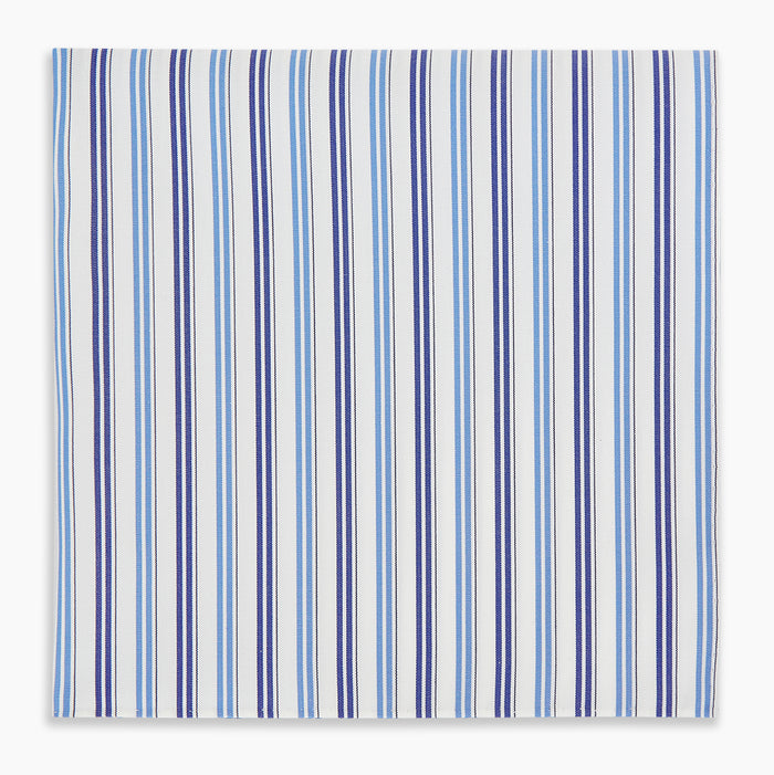 Blue and Navy Multi Stripe Hand-Rolled Handkerchief Image 3