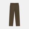 View 1 of product Close-up of the back of Turnbull & Asser's Khaki Green Cotton Twill Manson Trouser, featuring a single buttoned back pocket, belt loops, and fine stitching details—a menswear essential.