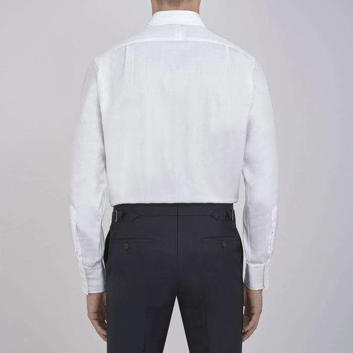White Herringbone Superfine Cotton Shirt with T&A Collar and 3-Button Cuffs Image 4