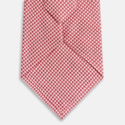 Pink and white Hounstooth Silk Tie Image 2
