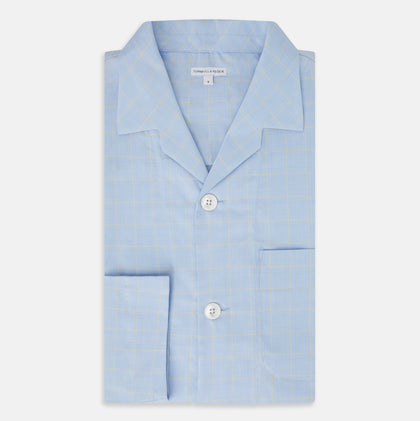 Blue Prince of Wales Check Pyjama Shirt Image 4