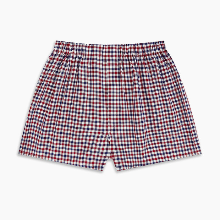 Burgundy Gingham Check Godfrey Boxer Shorts Image 2