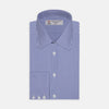 View 1 of product The Turnbull & Asser Mid-Blue Gingham Check Shirt features a T&A collar and 3-button cuffs, crafted from soft cotton and displayed against a plain white background.