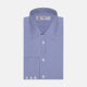The Turnbull & Asser Mid-Blue Gingham Check Shirt features a T&A collar and 3-button cuffs, crafted from soft cotton and displayed against a plain white background.