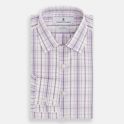 Purple Plaid Check Mayfair Shirt Image 4