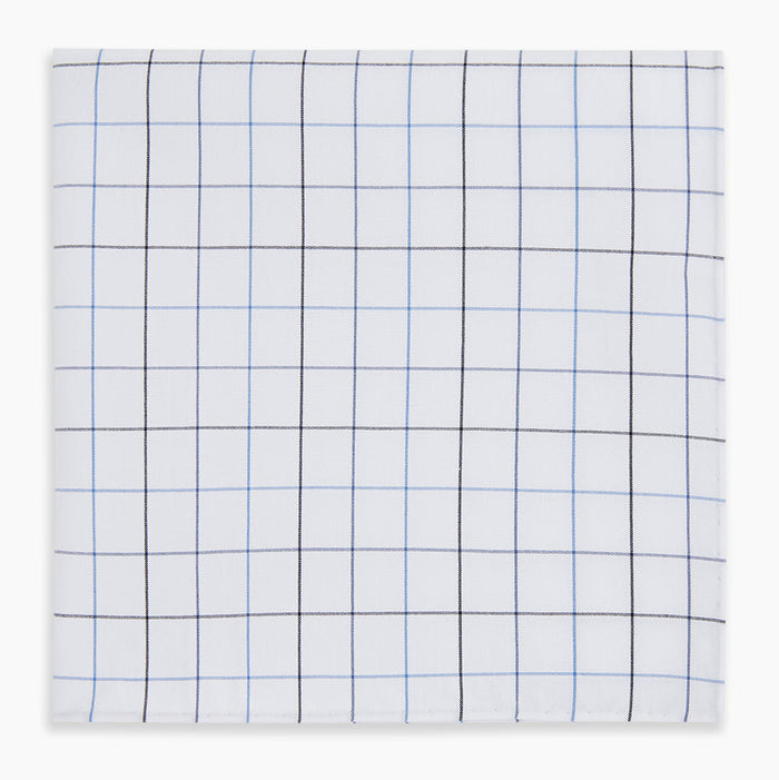 Hand Rolled Blue Grid Check Handkerchief Image 4
