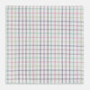View 3 of product The Turnbull & Asser Green Multi Double Grid Check Hand-Rolled Handkerchief features a white base with thin blue, pink, and green lines forming small squares, finished with elegant hand-rolled edges.