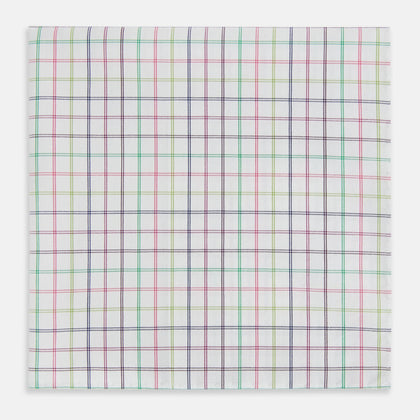 Green Multi Double Grid Check Hand-Rolled Handkerchief Image 2