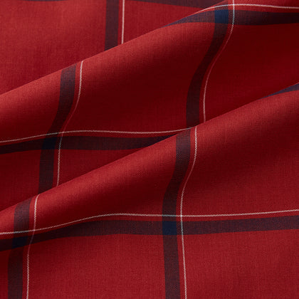 Dark Red Grid Check Windsor Shirt Image 7