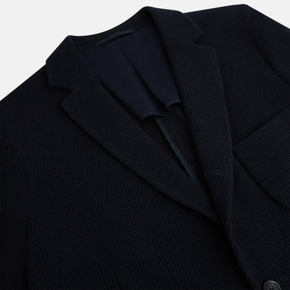 NAVY KNITTED CAMBRIDGE BLAZER Image 1