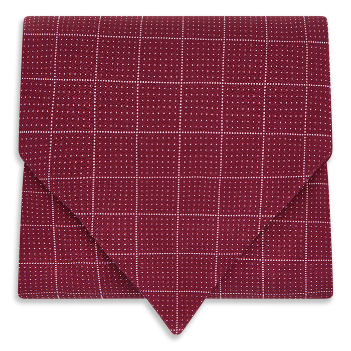 Burgundy Dotted Check Pattern Printed Silk Cravat Image 4