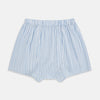 View 2 of product The Blue Multi Stripe Godfrey Boxer Shorts by Turnbull & Asser, crafted from premium Italian cotton with an elastic waistband, are shown flat on a white background—ideal for those seeking luxury men's underwear.