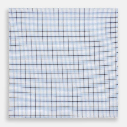 Hand Rolled Blue Multi Graph Check Handkerchief