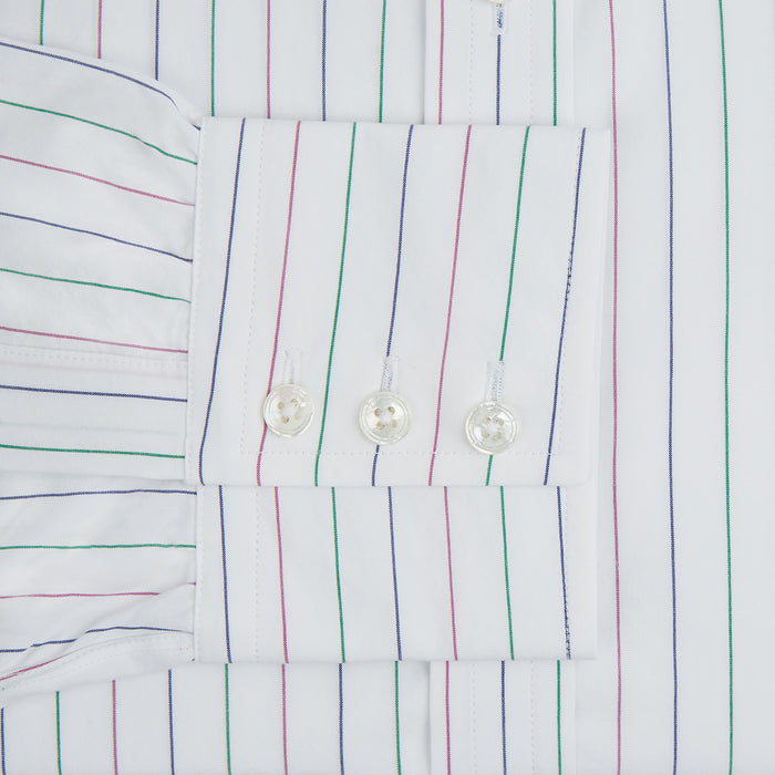 Pink and Green Wide Pinstripe Mayfair Shirt Image 3