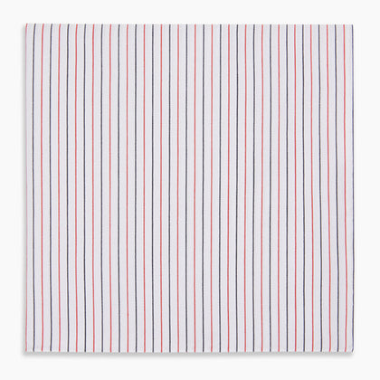 Hand Rolled Red and Navy Pinstripe Handkerchief Image 4