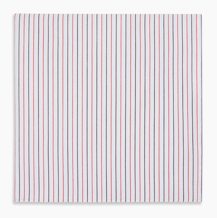 Hand Rolled Red and Navy Pinstripe Handkerchief Image 4