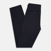 View 6 of product A pair of tailored, straight-leg Navy Linen Blend Henry Trousers by Turnbull & Asser with button and zip closure, displayed against a plain white background.