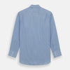 View 5 of product The Turnbull & Asser Light Blue Gingham Check Shirt features a T&A collar, 3-button cuffs, classic gingham pattern, and white buttons down the front, shown laid flat on a white background.