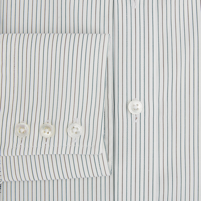 Green and Brown Ticking Stripe Mayfair Shirt Image 3