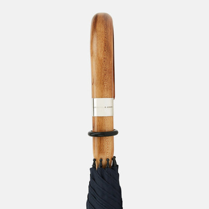 Navy Umbrella with Maple Crook Handle Image 2