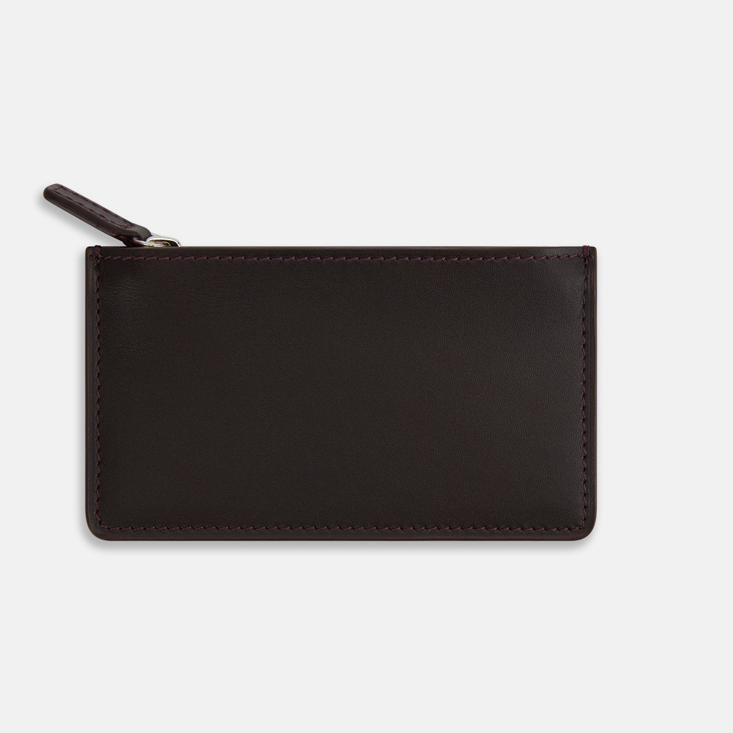 View 3 of product A Burgundy Leather Zip Wallet by Turnbull & Asser, featuring the brand's white logo near the bottom center, displayed on a plain white background.