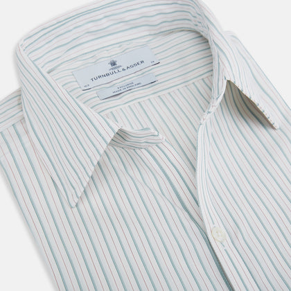 Turquoise and Red Ticking Stripe Windsor Shirt Image 1