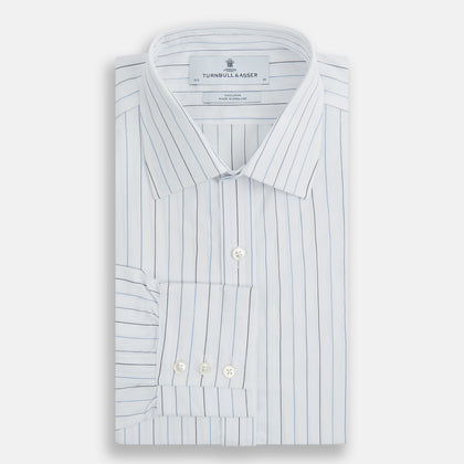 Blue Wide Pinstripe Mayfair Shirt Image 4