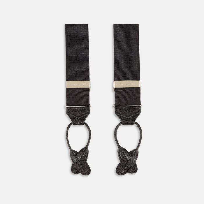 Black Herringbone Adjustable Silk Braces Image 3