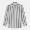 View 6 of product The Turnbull & Asser Green, Blue & White Stripe Weekend Fit Shirt features a Derby collar, 1-button cuffs, and chest pocket—ideal for stylish winter layering and classic sophistication.