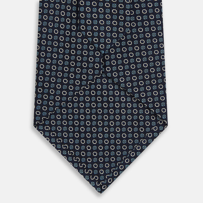 Blue and Cream Circle Silk Tie Image 2