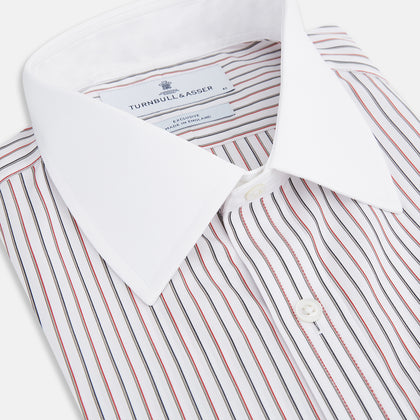 Red Double Stripe Shirt with Contrast T&A Collar and Cuffs Image 1