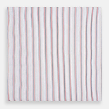 Hand Rolled Red and Navy Pinstripe Handkerchief Image 2