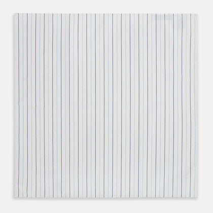 Navy and Blue Wide Pinstripe Hand-Rolled Handkerchief Image 2
