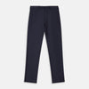 View 1 of product Turnbull & Asser Navy Wool Blend Single Pleated Gerry Trousers, featuring classic fit, button and zipper closure, belt loops, and straight legs, displayed flat on a white background.