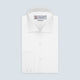 A Turnbull & Asser Tailored Fit Two-Fold 120 White Cotton Shirt with a Kent collar and 2-button cuffs is neatly folded against a light blue background, displaying the brand label inside the collar.