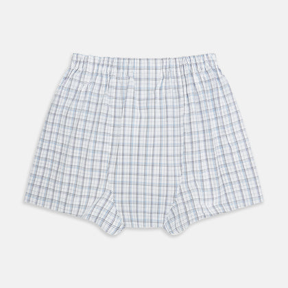 Blue Multi Graph Check Godfrey Boxer Shorts Image 1