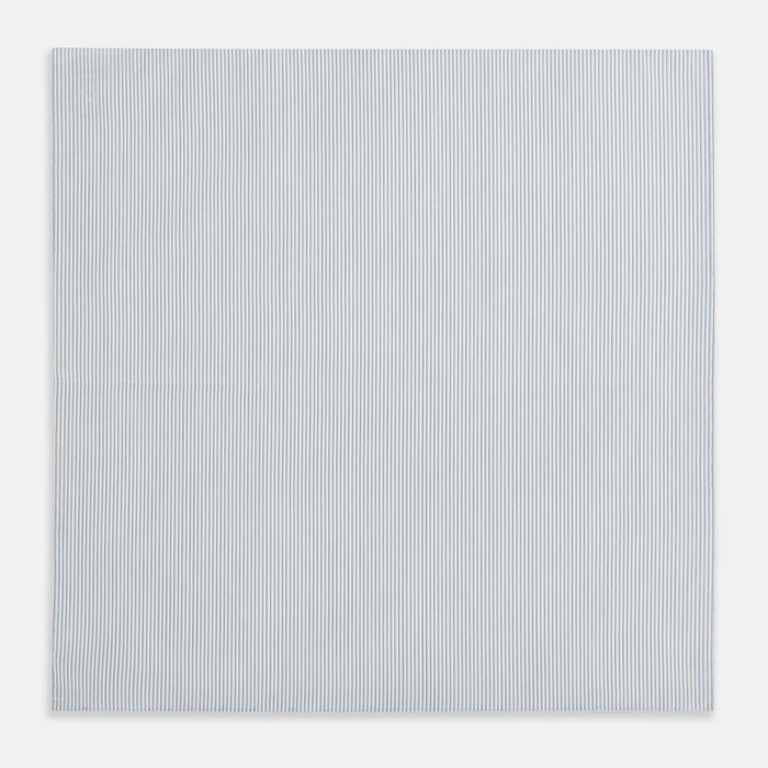 Sky Blue Hairline Stripe Hand-Rolled Handkerchief Image 2