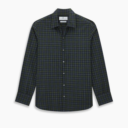 Navy and Khaki Tartan Windsor Shirt Image 8