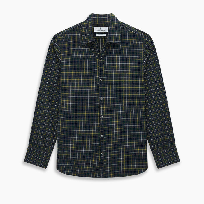 Navy and Khaki Tartan Windsor Shirt Image 8
