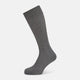 A single Steel Melange Micro Knit Mid-Length Sock by Turnbull & Asser, knee-high and gray, crafted from mercerised Egyptian cotton with a subtle micro knit pattern, is displayed upright on a plain white background.