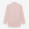 View 3 of product The Turnbull & Asser Pink Linen Shirt features a T&A collar, 3-button cuffs, and classic white buttons. This long-sleeved summer staple is shown on a plain white background.