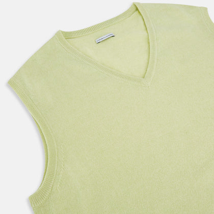 Melon Green V-neck Cashmere Vest Image 1