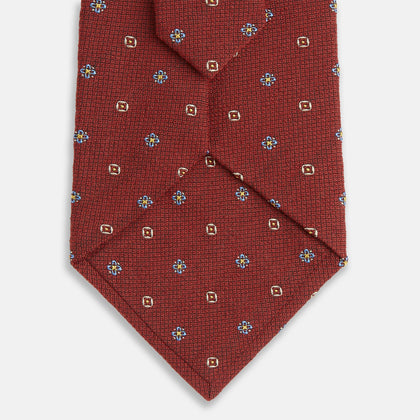 Red Motif Silk Tie Image 2