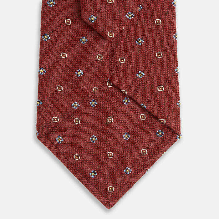 Red Motif Silk Tie Image 2