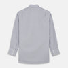 View 4 of product The Turnbull & Asser Pale Blue Multi Check Cotton Regular Fit Mayfair Shirt features a pale blue checkered pattern and long sleeves, shown on a white background.