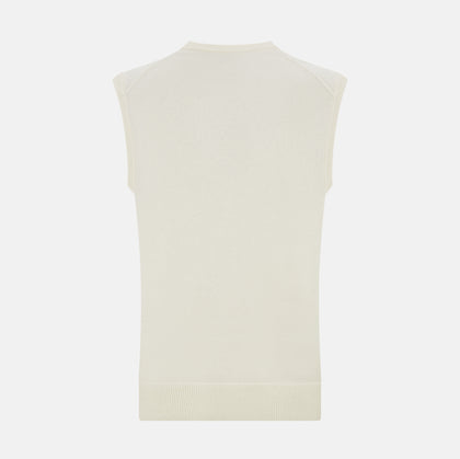 White Cashmere V-neck Vest Image 2