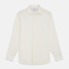 View 1 of product The Turnbull & Asser Cream Silk Weekend Fit Fairlight Shirt is a classic, soft-touch long-sleeve shirt with a collar, button-down front, and buttoned cuffs, shown laid flat on a plain white background.