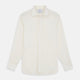 The Turnbull & Asser Cream Silk Weekend Fit Fairlight Shirt is a classic, soft-touch long-sleeve shirt with a collar, button-down front, and buttoned cuffs, shown laid flat on a plain white background.