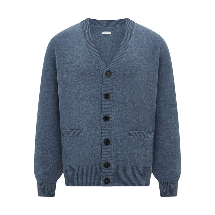 Blue Melange Cashmere Cardigan Image 4