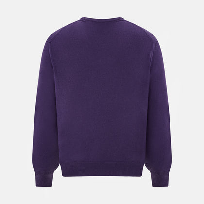 Purple Cashmere V-neck Jumper Image 2